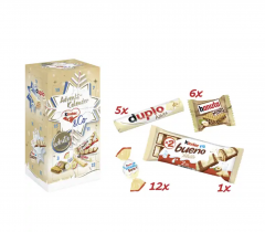 Ferrero Kinder &amp; Co. White Adventskalender 2024 Адвент-календарь Белый, 24 сладких сюрприза, 263 грамма