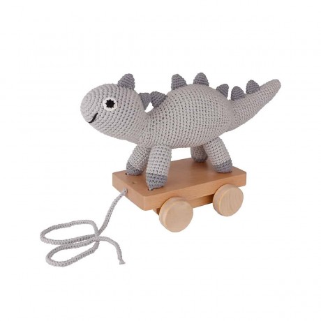 SindiBaba® Nachziehspielzeug Dinosaurier DINO gehakelt mit Rassel Вязаная игрушка динозавр ДИНО с погремушкой крючком