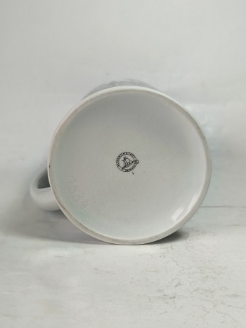 Немецкая пивная кружка винтажная Alten Kunststadt Germany "Бабенберг", с крышкой, кракелюр, фарфор / олово, 0.5 л, 15.5 см, Германия, 1960-70гг.