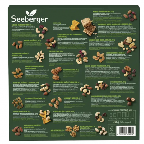 Seeberger Adventskalender 2024, GeNuss, Адвент-календарь 2024 с 24 вкусными сюрпризами, 605 грамм