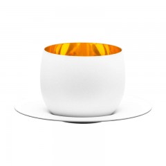 Eisch Eisch Cosmo pure white gold Cappuccinoobertasse mit Untertasse Glas d: 14,5 cm / h: 7,5 cm / 300 ml Чашка для капучино Eisch Cosmo из чистого белого золота с блюдцем д: 14,5 см / высота: 7,5 см / 300 мл