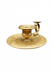 Подсвечник камерный винтажный Trouvailles &quot;Розы&quot; с бабочкой на ручке, медь, 14 х 5 см, Франция, 1950-60гг.