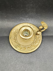 Подсвечник камерный винтажный Trouvailles &quot;Розы&quot; с бабочкой на ручке, медь, 14 х 5 см, Франция, 1950-60гг.