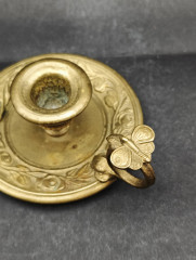 Подсвечник камерный винтажный Trouvailles &quot;Розы&quot; с бабочкой на ручке, медь, 14 х 5 см, Франция, 1950-60гг.