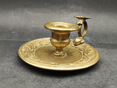 Подсвечник камерный винтажный Trouvailles &quot;Розы&quot; с бабочкой на ручке, медь, 14 х 5 см, Франция, 1950-60гг.