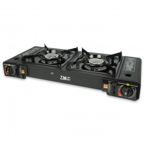 ZMC ZMC Gaskocher Doppel Kartuschenkocher 2 flammig Geeignet fur Camping Outdoor,Wandern, (automatische Piezo-Zundung Warmeleistung: 2,3KW, Automatische Piezo-Zundung), Gaskocher Campingkocher Herd Gasherd Ofen Butan Gas Kochfeld Indoor  Газовая плита ZMC