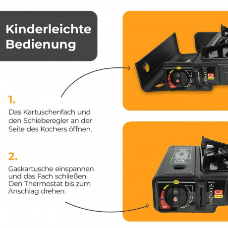 ZMC ZMC Gaskocher Doppel Kartuschenkocher 2 flammig Geeignet fur Camping Outdoor,Wandern, (automatische Piezo-Zundung Warmeleistung: 2,3KW, Automatische Piezo-Zundung), Gaskocher Campingkocher Herd Gasherd Ofen Butan Gas Kochfeld Indoor  Газовая плита ZMC