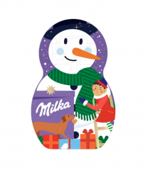 Milka Adventskalender Авдент-календарь 2024 Снеговик, 24 сладких сюрприза, ‎28см x 43см, 213 грамм