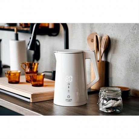 Adler Adler Wasserkocher AD 1345 weiss, 1,7 Liter, Edelstahl, Temperatureinstellung, Temperaturanzeige Чайник Adler AD 1345 белый, 1,7 л, нержавеющая сталь, регулировка температуры, отображение температуры