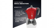 Bialetti Bialetti Moka Induction, Espressomaschine rot/silber, 4 Tassen rot, silber Bialetti Moka Induction, эспрессо-машина красный/серебристый, 4 чашки