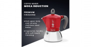 Bialetti Bialetti Moka Induction, Espressomaschine rot/silber, 4 Tassen rot, silber Bialetti Moka Induction, эспрессо-машина красный/серебристый, 4 чашки