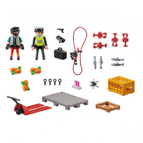 PLAYMOBIL 2er Set: 70769 Grosses Containerschiff mit Zollboot + 70775 Zollkontrolle Набор из 2 предметов: 70769 Большой контейнеровоз с таможенным судном + 70775 Таможенный контроль