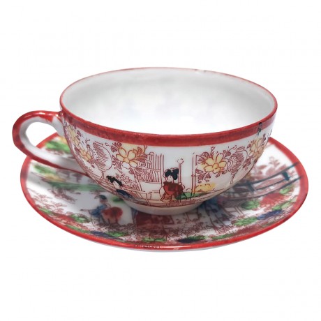 Japan porcelain, Винтажная Чайная пара "Гейши", ручная роспись, японский фарфор, 1950г.