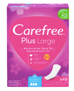 Carefree Slipeinlage Plus Large mit Frischeduf, Прокладки ежедневные Large Plus Fresh с ароматом свежести, 48 шт, 12 упаковок (576 шт)