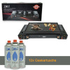 ZMC ZMC Gaskocher 2in1 Campingkocher mit Grillplatte 2 Flammig + 12x Gaskartuschen 227g, (mit Piezozundung Grill Platte Tischgrill Doppel Gasbrenner Gasgrill Kochfeld mit LPG Anschluss Warmeleistung: 2,3KW), Outdoor Camping Gas Kocher Butan Gas Gaskocher 