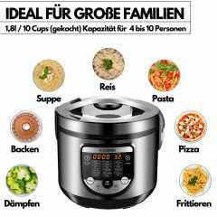 STEINBORG STEINBORG Multikocher SB-3100, 900 W, Edelstahlgehause, 18 automatische Programme, Aufwarmfunktion, Warmhaltefunktion, Touch Bedienfeld in deutscher Sprache  Мультиварка STEINBORG SB-3100, 900 Вт, корпус из нержавеющей стали, 18 автоматических п
