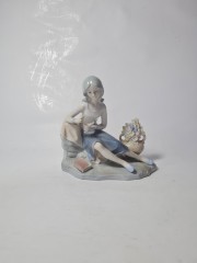 Lladro Винтажные статуэтки &quot;Мальчик с дудочкой&quot; и &quot;Девушка с вазой&quot;, 2шт х 15см х 16см, Германия, 1960-70гг.