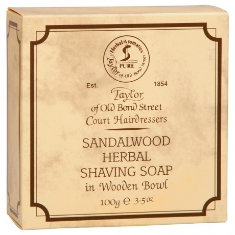 Taylor of Old Bond Street Sandalwood Herbal Shaving Hard-Soap in Wooden Bowl  Твердое мыло для бритья Sandalwood Herbal в деревянной миске