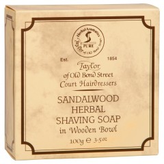 Taylor of Old Bond Street Sandalwood Herbal Shaving Hard-Soap in Wooden Bowl  Твердое мыло для бритья Sandalwood Herbal в деревянной миске