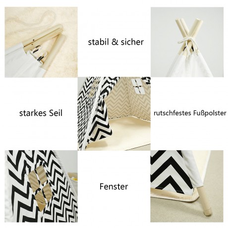 Arkmiido® Kinderzelt Tipi klappbares Spielzelt Детская палатка вигвам складная игровая палатка