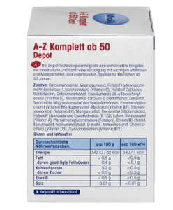 Mivolis A-Z Komplett ab 50 Tabletten Комплексные витамины против старения От А до Z Komplett, для людей старше 50 лет, 100 шт