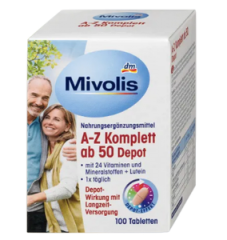 Mivolis A-Z Komplett ab 50 Tabletten Комплексные витамины против старения От А до Z Komplett, для людей старше 50 лет, 100 шт