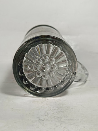 Немецкая пивная кружка винтажная BMF Germany с изображением деревенского сюжета, с крышкой, стекло/ олово, 0.5 л, 19 см, Германия, 1960-70гг.