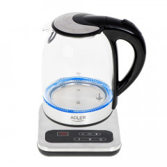 JUNG JUNG Wasserkocher ADLER AD1293, Wasserkocher mit Temperatureinstellung 40-100°C Digital, 1.7 l, 2200 W, Glas mit Edelstahl, LED Beleuchtung  LCD Display, 360° Basis, Kettle  Чайник JUNG ADLER AD1293, чайник с регулировкой температуры 40-100°C, цифров