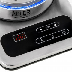 JUNG JUNG Wasserkocher ADLER AD1293, Wasserkocher mit Temperatureinstellung 40-100°C Digital, 1.7 l, 2200 W, Glas mit Edelstahl, LED Beleuchtung  LCD Display, 360° Basis, Kettle  Чайник JUNG ADLER AD1293, чайник с регулировкой температуры 40-100°C, цифров