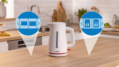 BOSCH BOSCH Wasserkocher MyMoment TWK3M121, 1,7 l, 2400 W, Abschaltautomatik, Tassenanzeige, beidseitige Wasserstandsanzeige  Чайник BOSCH MyMoment TWK3M121, 1,7 л, 2400 Вт, автоматическое отключение, дисплей чашки, индикатор уровня воды с обеих сторон