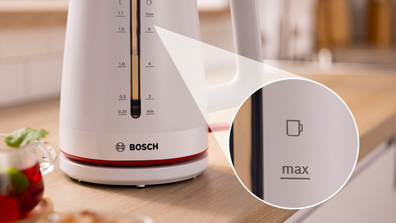 BOSCH BOSCH Wasserkocher MyMoment TWK3M121, 1,7 l, 2400 W, Abschaltautomatik, Tassenanzeige, beidseitige Wasserstandsanzeige  Чайник BOSCH MyMoment TWK3M121, 1,7 л, 2400 Вт, автоматическое отключение, дисплей чашки, индикатор уровня воды с обеих сторон