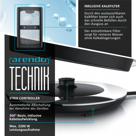 Arendo Arendo Wasserkocher, 1,7 l, 2200 W, Edelstahl Retro Style Vintage, LED Temperaturanzeige, kupfer  Чайник Arendo, 1,7 л, 2200 Вт, нержавеющая сталь, винтажный ретро-стиль, светодиодный дисплей температуры, медь