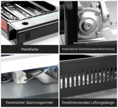 HOMELUX HOMELUX Gaskocher Camping Gasgrill+Grillpfanne+Glasdeckel Campinggrill BBQ, 2,2KW  Газовая плита HOMELUX, походный газовый гриль + сковорода для гриля + походный гриль со стеклянной крышкой, 2,2 кВт