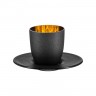 Eisch Eisch cosmo schwarz gold Espressoobertasse mit Untertasse Glas d: 11,5 cm / h: 6,5 cm / 100 ml Чашка для эспрессо Eisch космо из черного золота со стаканом-блюдцем д: 11,5 см / высота: 6,5 см / 100 мл