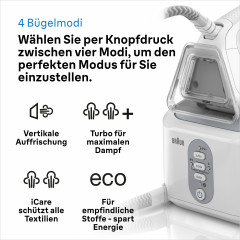 Braun Braun Dampfbugelstation CareStyle 3 IS3155VI, 2000 ml Wassertank, violett, max. Dampfmenge 430g/min, Ruckwartsbugeln uber Knopfe  Паровая гладильная станция Braun CareStyle 3 IS3155VI, резервуар для воды 2000 мл, фиолетовый, максимальная подача пара