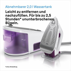 Braun Braun Dampfbugelstation CareStyle 3 IS3155VI, 2000 ml Wassertank, violett, max. Dampfmenge 430g/min, Ruckwartsbugeln uber Knopfe  Паровая гладильная станция Braun CareStyle 3 IS3155VI, резервуар для воды 2000 мл, фиолетовый, максимальная подача пара