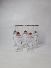 Бокалы пивные винтажные Henninger / Kaiser Pilsner, стекло, 19.5 см, 5 шт., Германия, 1970-80гг.