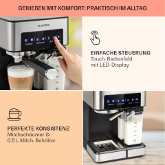 Klarstein Klarstein Espressomaschine Arabica Comfort, 1.8l Kaffeekanne, Gemahlener Kaffee und Pads: 2-in-1- Nutzung zum flexiblen Gebrauch  Эспрессо-машина Klarstein Arabica Comfort, кофейник емкостью 1,8 л, молотый кофе и подушечки: универсальное примене