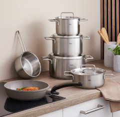 Fissler Fissler PURE Kochtopfset  5-tlg. + Gratis Bratpfanne Ceratal 24cm silber Набор кастрюль Fissler PURE из 5 предметов. + Бесплатная сковорода Ceratal 24см.