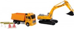 Van Manen 2-Play Muldenkipper 17cm mit Bagger 22cm Die Cast Licht und Sound 2-Play Самосвал 17см с экскаватором 22см Литой свет и звук