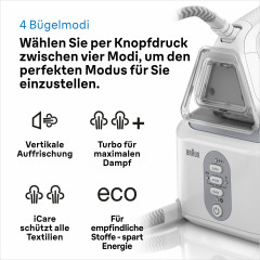 Braun Braun Dampfbugelstation IS 3132 WH CareStyle 3, 2000,00 ml Wassertank, FreeGlide 3D EloxalPlus Bugelsohle  Паровая гладильная станция Braun IS 3132 WH CareStyle 3, резервуар для воды 2000,00 мл, утюгная подошва FreeGlide 3D EloxalPlus
