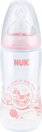 Nuk + PP-Бутылка	 Rose Розовая Силиконовая Бутылдочка Кормления, 300ml, 1 шт