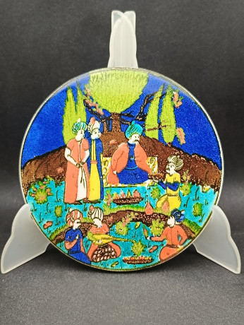 Тарелка декоративная винтажная Marmara Cini Blue, яркие цвета, керамика, 16 см, Турция, 1970-90гг.