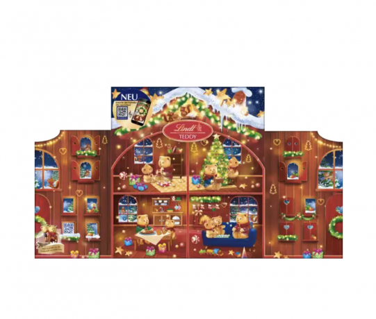 Lindt Teddy Adventskalender 2024 Адвент-календарь, 24 сладких сюрприза, 128грамм