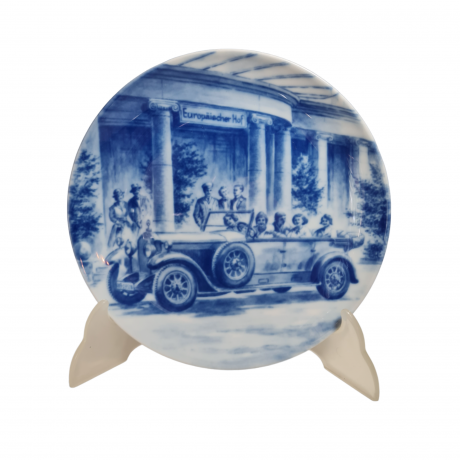 Тарелка декоративная винтажная Genuine Blue China "Тур Мерседес Бенц. Нюрнберг", мотив 7, фарфор, 19.5 см,Германия, 1960-70гг.