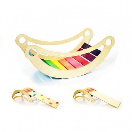 Woodwork for Kids 4 in 1 Kletterbogen Bogenwippe mit Rutsch- und Kletterbrett nach Pikler Art Арочные качели 4 в 1 с горкой и доской для скалолазания в стиле Пиклера